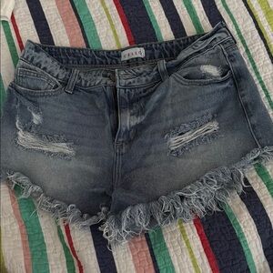 Cello Blue Jean Shorts with Distressed Details